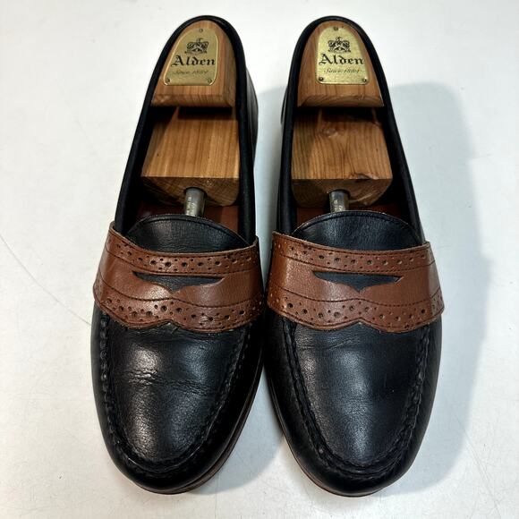 VERY GOOD Rancourt & Co. x Polo Ralph Lauren Penny Loafers Black / Brown USA 9 - Picture 2 of 12